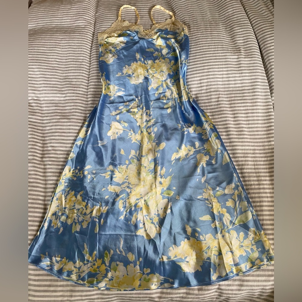 Jones New York Floral Blue and Yellow Slip Dress